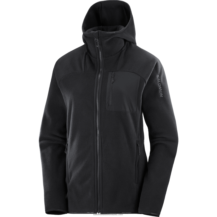 Deep Black 0600F861 Women's Midlayer Jacket Hoodie - Outline Polartec Salomon