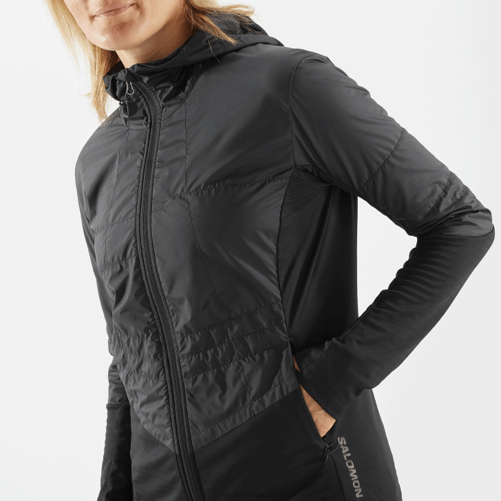 Deep Black 0600F876 Women's Midlayer Jacket Hoodie - Outline All Season Hybrid Salomon