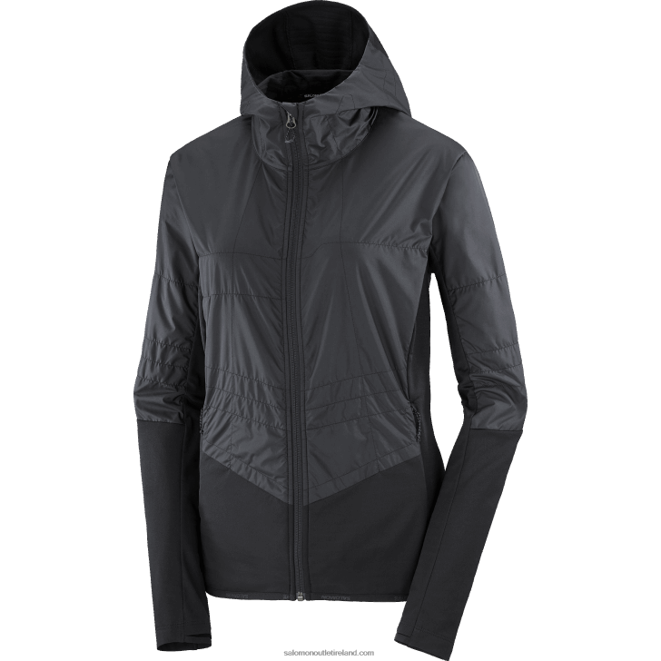 Deep Black 0600F876 Women's Midlayer Jacket Hoodie - Outline All Season Hybrid Salomon