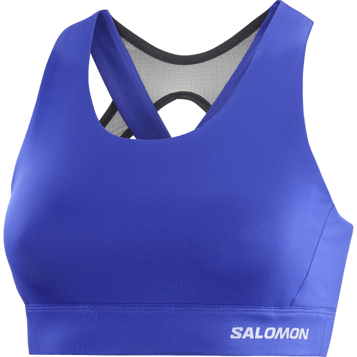 Surf The Web/Deep Black 0600F934 Women's Sports Bra - Cross Run Salomon