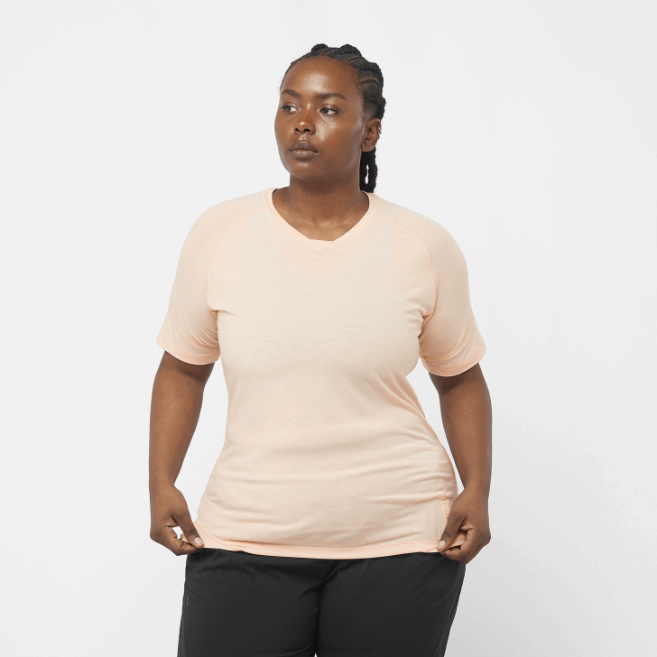 Cream Tan/Heather 0600F912 Women's Short Sleeve T-Shirt - Runlife Salomon