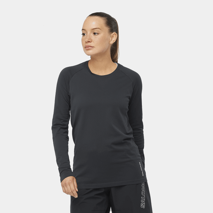 Deep Black 0600F908 Women's Long Sleeve T-Shirt - Sense Aero Seamless Salomon