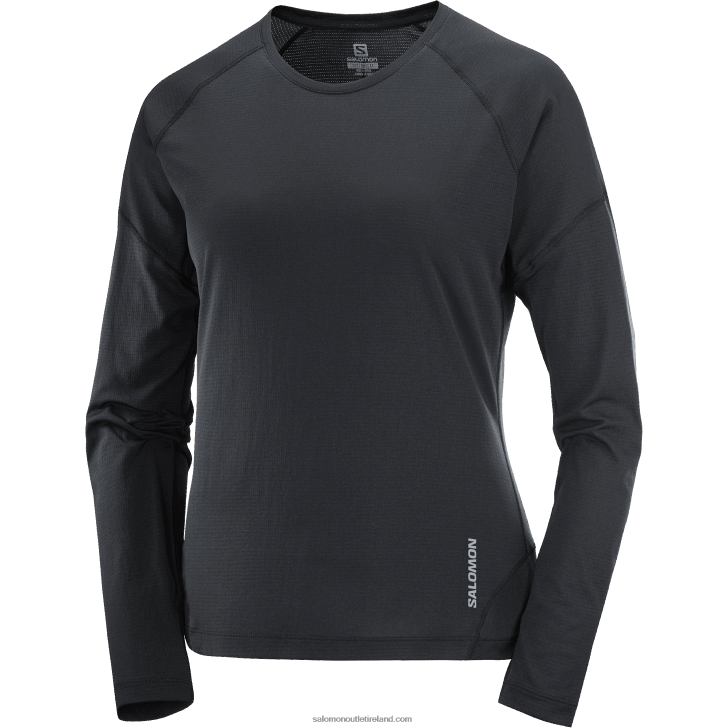 Deep Black 0600F917 Women's Long Sleeve T-Shirt - Cross Run Salomon