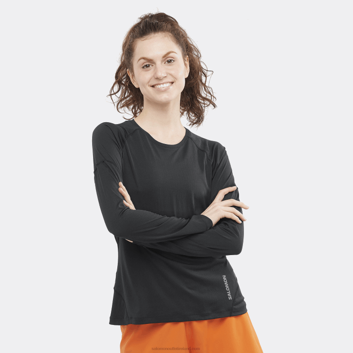Deep Black/Capsule 0600F918 Women's Long Sleeve T-Shirt - Cross Run Salomon