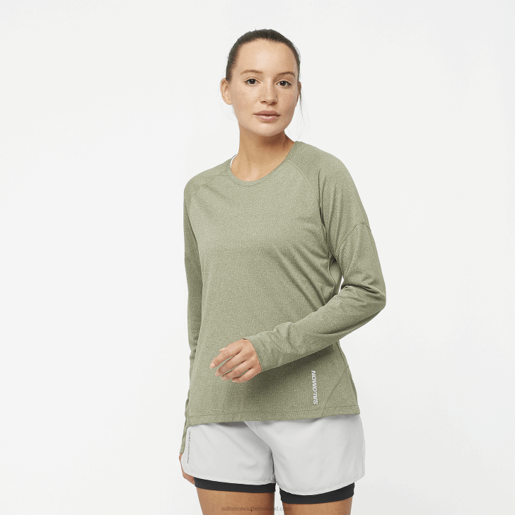 Grape Leaf/Heather 0600F915 Women's Long Sleeve T-Shirt - Cross Run Salomon