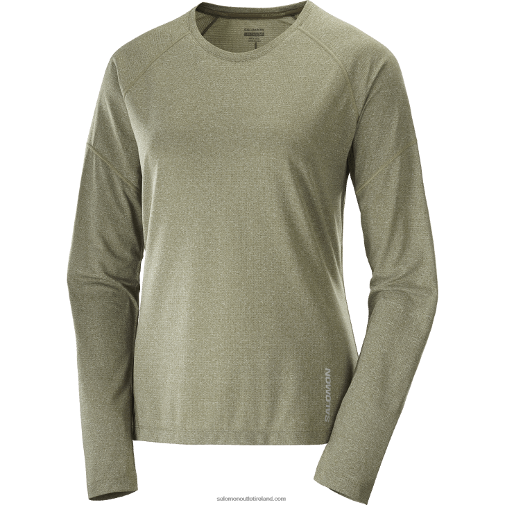 Grape Leaf/Heather 0600F915 Women's Long Sleeve T-Shirt - Cross Run Salomon