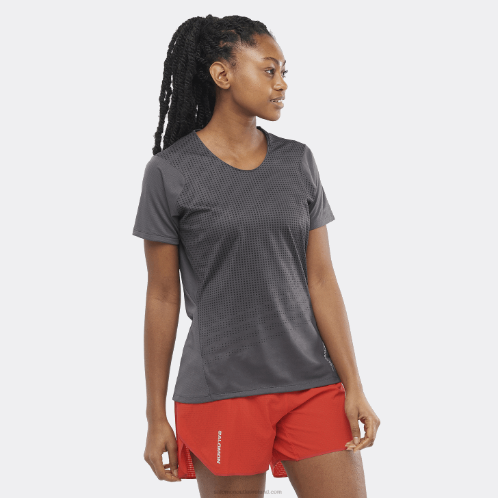 Periscope/Deep Black 0600F929 Women's Short Sleeve T-Shirt - Sense Aero Salomon