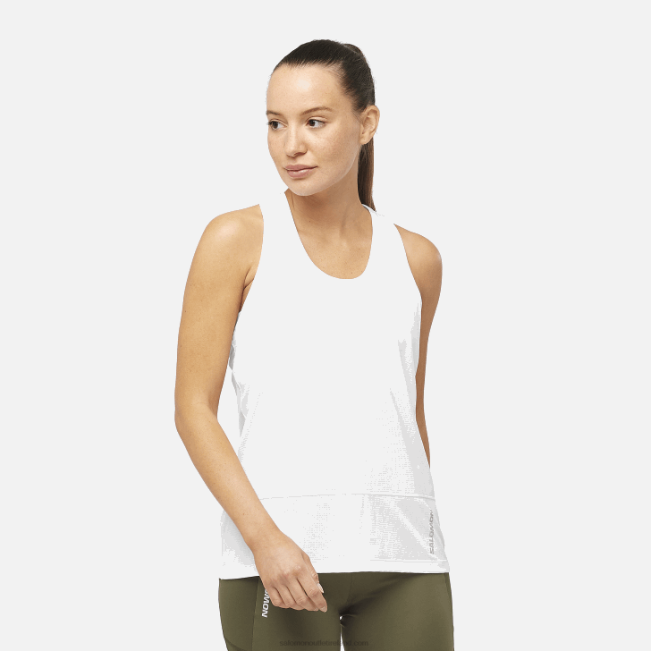 White 0600F898 Women's Tank - Cross Run Salomon